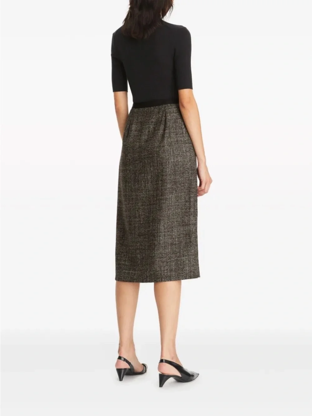 NWT $698 Tory Burch Wrapped Tweed Wool Midi Skirt Size 2,4
